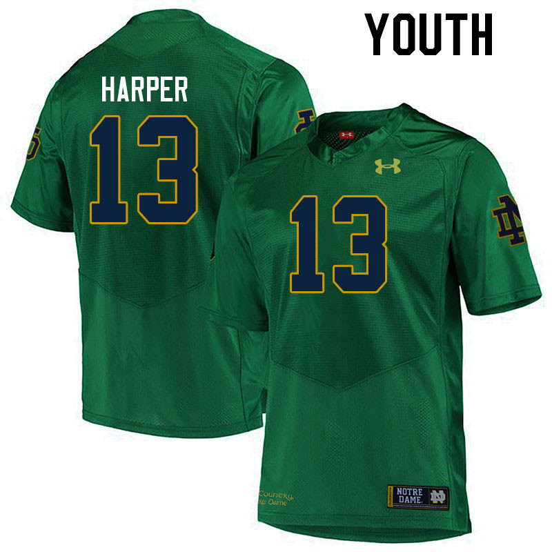 Youth #13 Thomas Harper Notre Dame Fighting Irish College Football Jerseys Stitched-Green - Click Image to Close